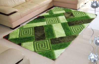 shopgallery Green Polyester Runner(2 ft,  X 4 ft, Rectangle)