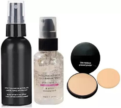 MYEONG Most Perfect Fixer Combo with Primer and Skin Moisture Pressed Powder combo kit(3 Items in the set)