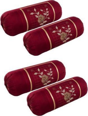 Planet Home Embroidered Bolsters Cover(Pack of 2, 40 cm*80 cm, Maroon)