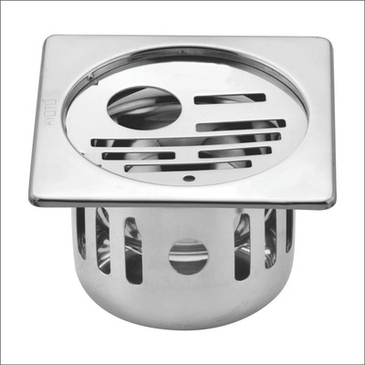 KYOTO Floor Stainless Steel Push Down Strainer(14 cm Set of 1)