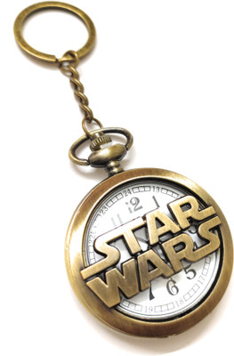 TheKeyHouse Antique Metallic Famous Star Wars Theme Vintage Gandhi Style Pocket Watch Key Chain With Key Ring for Men/Women. Key Chain