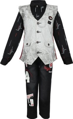 Arshia Fashions Boys Party(Festive) Shirt Jeans(Grey)