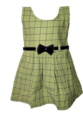 RG Collection Girls Midi/Knee Length Casual Dress(Green, Sleeveless)