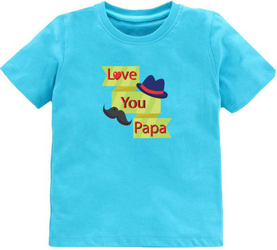 Kavee Baby Boys Typography, Printed Pure Cotton Regular T Shirt(Light Blue, Pack of 1)