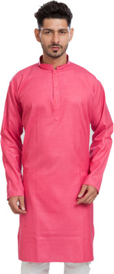 Kunj Creation Men Solid Straight Kurta(Pink)