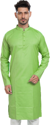 Kunj Creation Men Solid Straight Kurta(Light Green)