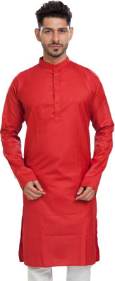 Kunj Creation Men Solid Straight Kurta(Red)