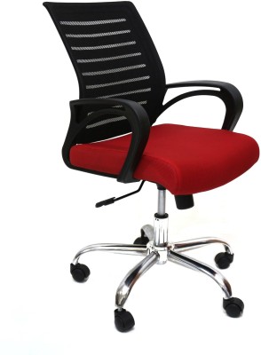 Finch Fox Low Back Mesh Desk Office Chair Executive Chair, Staff Chair, Staff Chair in (Black & Red) Fabric Office Executive Chair(Black, Red, Optional Installation Available)