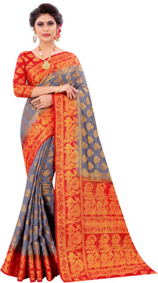 ANGOORI TEXTILES Woven Banarasi Art Silk Saree(Multicolor)