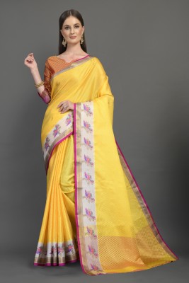 nasit creation Woven Bollywood Silk Blend Saree(Yellow)