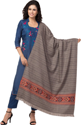 Tweedle Polyester Wool Blend Striped Women Shawl(Grey)