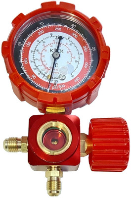 Mass Pro Analog Tire Pressure Gauge Liquid Flash Single 500 Psi (35 bar) Meter Manifold Pressure Gauge Air Conditioner Refrigerant Gas Gauge 410 / R22 / R12 / R134 Refrigerant Filling Liquid Flash Device(500 PSI)
