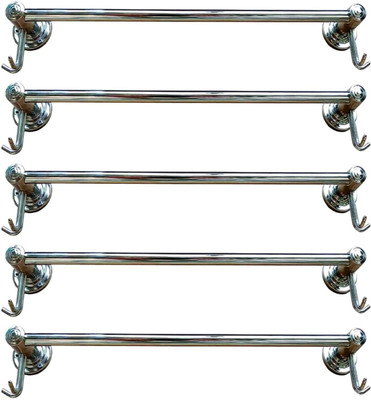 deeplax DOUBLE HOOK TOWEL ROD/TOWEL HOLDER/TOWEL STAND/TOWEL HANGER/TOWEL RACK/TOWEL BAR/TOWEL RING (CHROME FINISHED) 12 INCHES (1 FEET) SET OF 5 PCS silver Towel Holder(Stainless Steel) deeplax DOUBLE HOOK TOWEL ROD/TOWEL HOLDER/TOWEL STAND/TOWEL HANGER/TOWEL RACK/TOWEL BAR/TOWEL RING (CHROME FINISHED) 12 INCHES (1 FEET) SET OF 5 PCS silver Towel Holder(Stainless Steel)