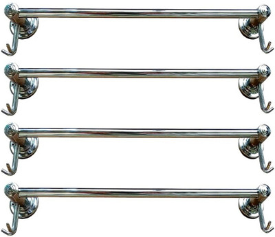 deeplax DOUBLE HOOK TOWEL ROD/TOWEL HOLDER/TOWEL STAND/TOWEL HANGER/TOWEL RACK/TOWEL BAR/TOWEL RING (CHROME FINISHED) 18 INCHES (1.5 FEET) SET OF 4 ROD silver Towel Holder(Stainless Steel) deeplax DOUBLE HOOK TOWEL ROD/TOWEL HOLDER/TOWEL STAND/TOWEL HANGER/TOWEL RACK/TOWEL BAR/TOWEL RING (CHROME FINISHED) 18 INCHES (1.5 FEET) SET OF 4 ROD silver Towel Holder(Stainless Steel)