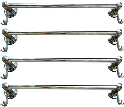 deeplax DOUBLE HOOK TOWEL ROD/TOWEL HOLDER/TOWEL STAND/TOWEL HANGER/TOWEL RACK/TOWEL BAR/TOWEL RING (CHROME FINISHED) 24 INCHES (2 FEET) SET OF 4 PCS silver Towel Holder(Stainless Steel) deeplax DOUBLE HOOK TOWEL ROD/TOWEL HOLDER/TOWEL STAND/TOWEL HANGER/TOWEL RACK/TOWEL BAR/TOWEL RING (CHROME FINISHED) 24 INCHES (2 FEET) SET OF 4 PCS silver Towel Holder(Stainless Steel)