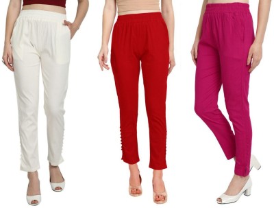 Phase of Trend Regular Fit Women White, Red, Pink Trousers