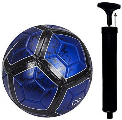 JOJOMART COMBO CR 7 BLUE-BLACK FOOTBALL WITH AIR PUMP Football - Size: 5(Pack of 2, Black, Blue)