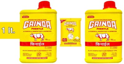 GAINDA Black Phenyle Plain 1ltr (2pc) With Naphthalene Balls (100g) PLAIN(2 x 1 L)