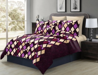 BLISSFUL 144 TC Cotton Double Geometric Flat Bedsheet(Pack of 1, Multicolor)