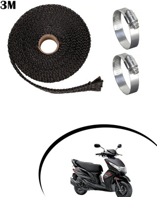 Giinix 3 Meter Black Bike Silencer Wrap With 2 Clamp for Ray Z Bike Exhaust Heat Shield