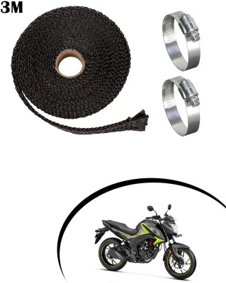 SHOWRIDE 3 Meter Black Bike Silencer Wrap With 2 Clamp for CB Hornet 160 Bike Exhaust Heat Shield