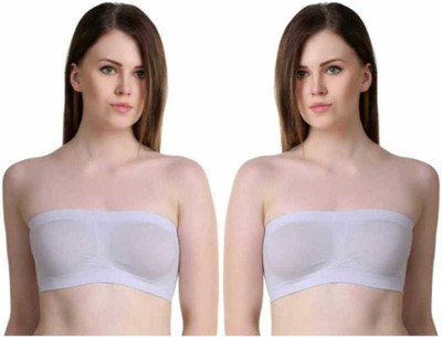 RDV Women Bandeau/Tube Non Padded Bra(White)