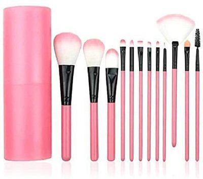Bingeable Professional Premium Brushes set of 12 with Barrel Storage box PINK/Multicolor(Pack of 12)