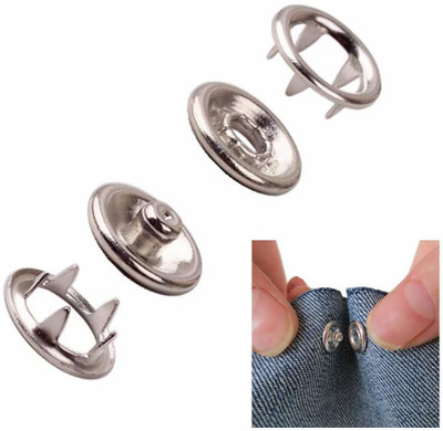 uniquemart Open Ring Cap Grip Metal Snap 100 Sets (400Pcs) Snap Fasteners Size-16L(5/16) Metal Buttons(Pack of 100)