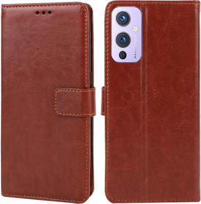 MG Star Flip Cover for OnePlus 9(Brown, Shock Proof, Pack of: 1)