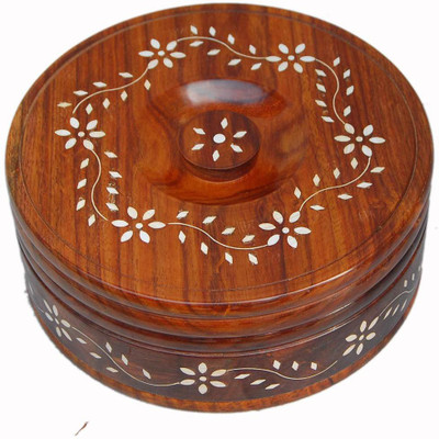 TFS Handmade wood Carving Chapati Box |Roti Storage Server Container for Kitchen Serve Casserole(1500 ml)