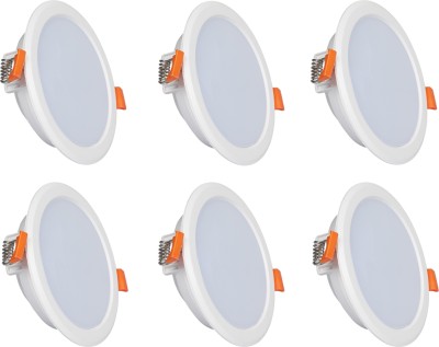 AMICO 8watt LED A-Series Fall Ceiling Panel Light, Round, (White 6500k),(Pack of 6),(2 Year Warranty) 4 Inch Cutting Recessed Ceiling Lamp(White)