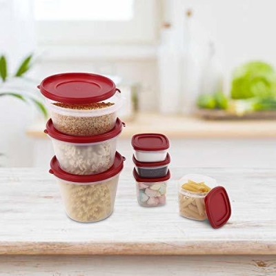 Cutting EDGE Plastic Grocery Container  - 1000 ml, 750 ml, 500 ml, 250 ml, 125 ml(Pack of 7, Red)