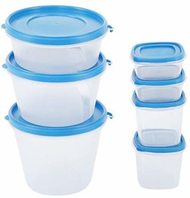 Cutting EDGE Plastic Grocery Container  - 1000 ml, 750 ml, 500 ml, 250 ml, 125 ml(Pack of 7, Blue, White)