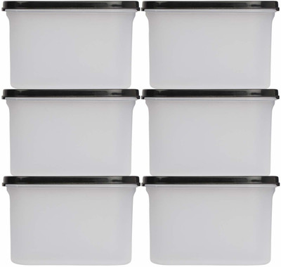 4 SACRED Plastic Grocery Container  - 1000 ml(Pack of 6, Black)