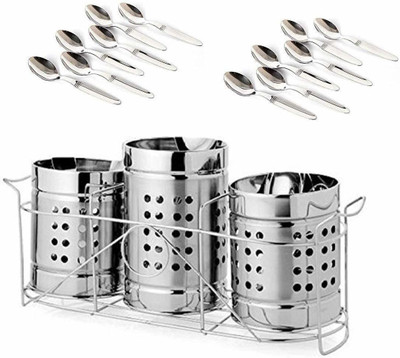 sandook Empty Cutlery Box Case(Silver  Holds 10 Pieces)