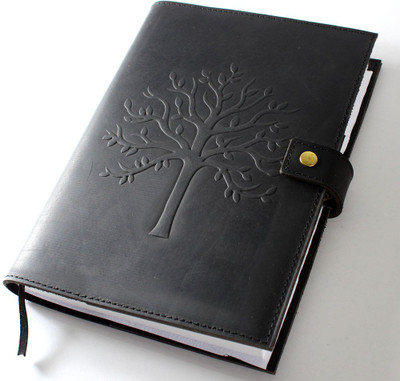 Camlon Exports Handmade Embossed Leather Journal A5 Organizer Unrued 240 Pages(Black)