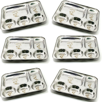 bartan hub Asia Shadow Iris 6 Pcs Medium Half Plate(Pack of 6, Microwave Safe)