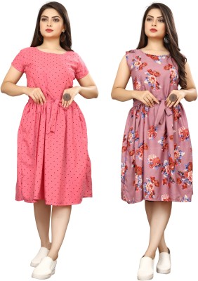 Nilkanth Fashion Women Fit and Flare Pink Dress