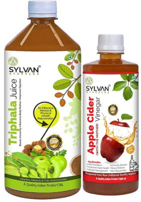 SYLVAN AYURVEDA SYLVAN TRIPHALA JUICE 1L & APPLE CIDER VINEGAR JUICE 500ML | COMBO PACK(2 x 0.75 L)