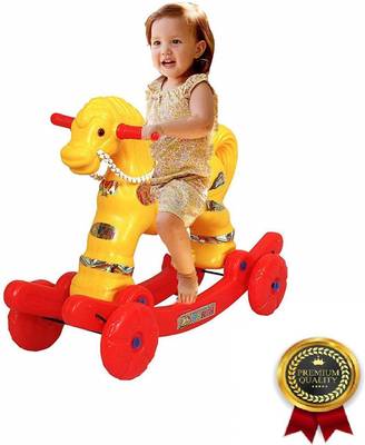 toyprofessor 2 in 1 Baby Horse Rider for Kids 1-3 Years Birthday Gift for Kids/Boys/Girls (Yellow & Red) Plastic, Pack of 1 Rideons & Wagons Non Battery Operated Ride On