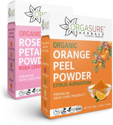 ORGASURE Natural Pure Rose Petals Powder with Orange Peel Powder for Face Pack, 200g each(400 g)