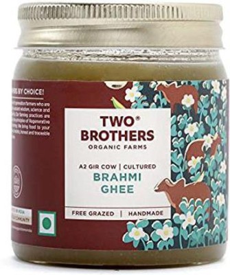 Two Brothers Organic Farms Natural Healthy & Tasty A2 Cultured Brahmi Desi Gir Cow Ghee 250 g Glass Bottle