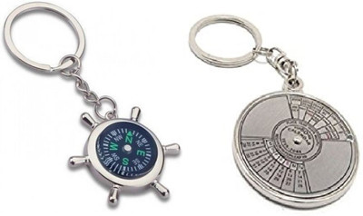 kd collections Compass Keychain and 50 Yrs Calender Metal Keychain keyring Key Chain