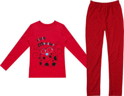 MYO Girls Casual T-shirt Legging(Rani-Red)