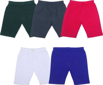 NIORT FASHION Short For Girls Casual Solid Cotton Blend(Multicolor, Pack of 5)