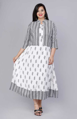 Lakshita Fashion Women Printed Anarkali Kurta(White)