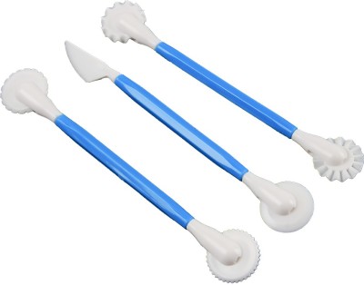 Finedecor 3Pcs Sugar Craft Modeling Tools, Fondant Sculpting Tools, Cake Decorating Tools, Cake Fondant Gum Paste Double Ended DIY Kit for Clay Ceramic Pottery Shaping Sculpting Carving - (3 Pcs X 1 Set) - FD 3410(Blue)