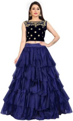 JAYMOGAL FASHION Self Design Semi Stitched Lehenga Choli(Blue)