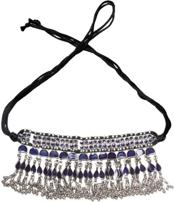 Teejh Teejh Zaira Blue Silver Oxidised Choker Necklace 
 for Women Silver Plated Alloy Choker