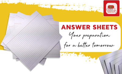 First Click ANSWER SHEET/EXAM SHEETS (COUNT PACK OF 100 SHEET WITHOUT FOLD WITH FOLD 200 SHEET) BOTH SIDE RULED 54*22 CM 80 gsm A4 paper(Set of 1, PURE WHITE)